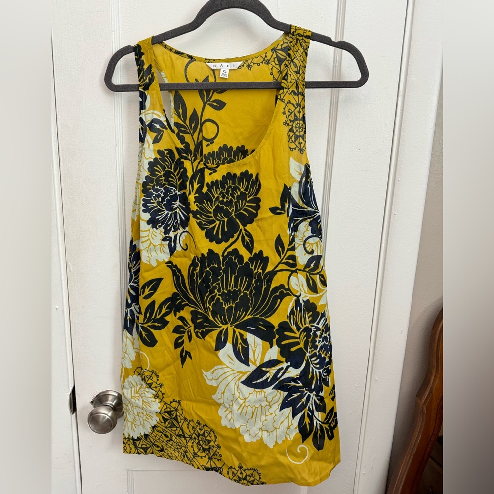 CAbi Yellow Floral Tank Size XL